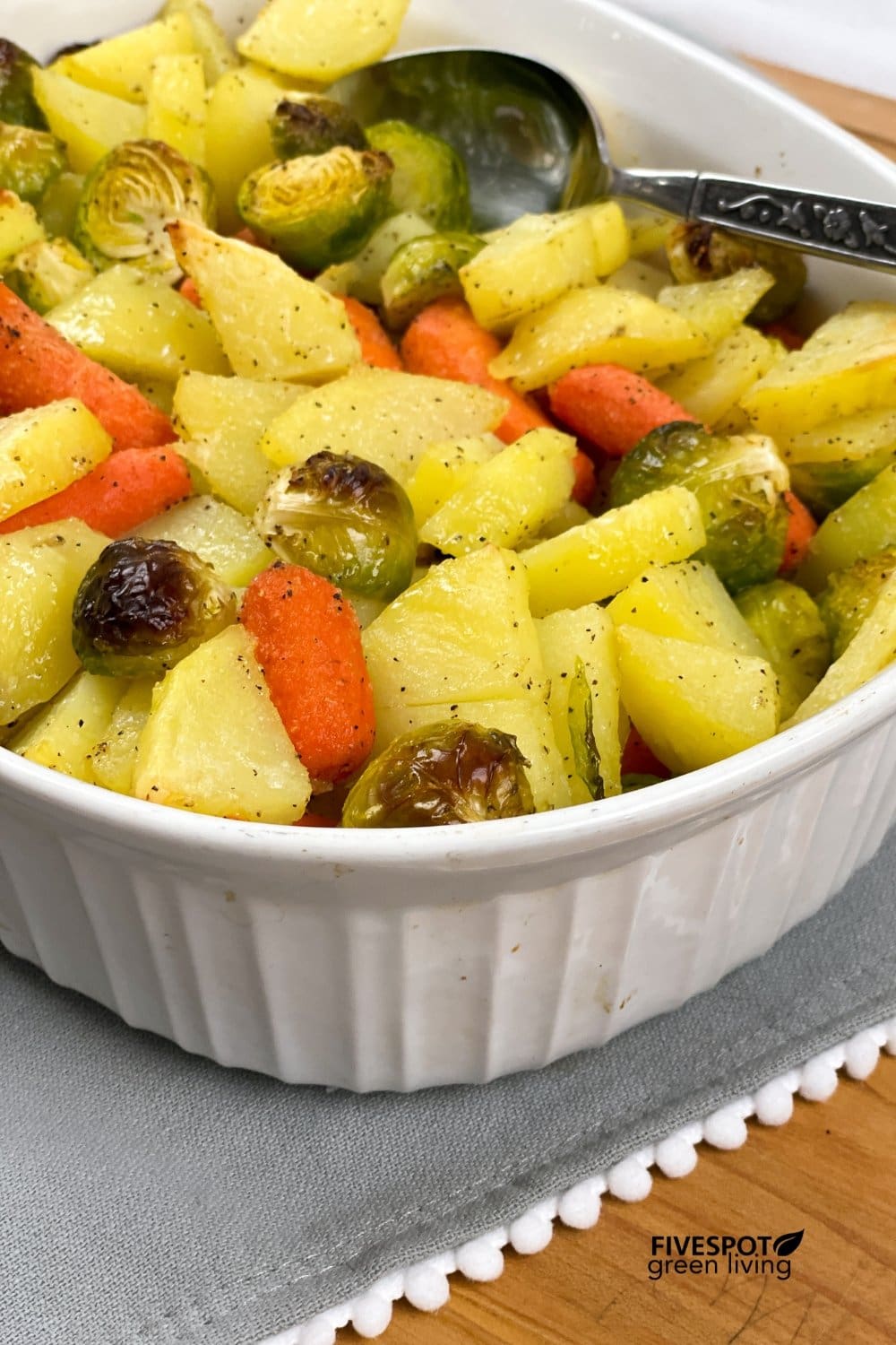 healthy potato and vegetable casserole with spoon