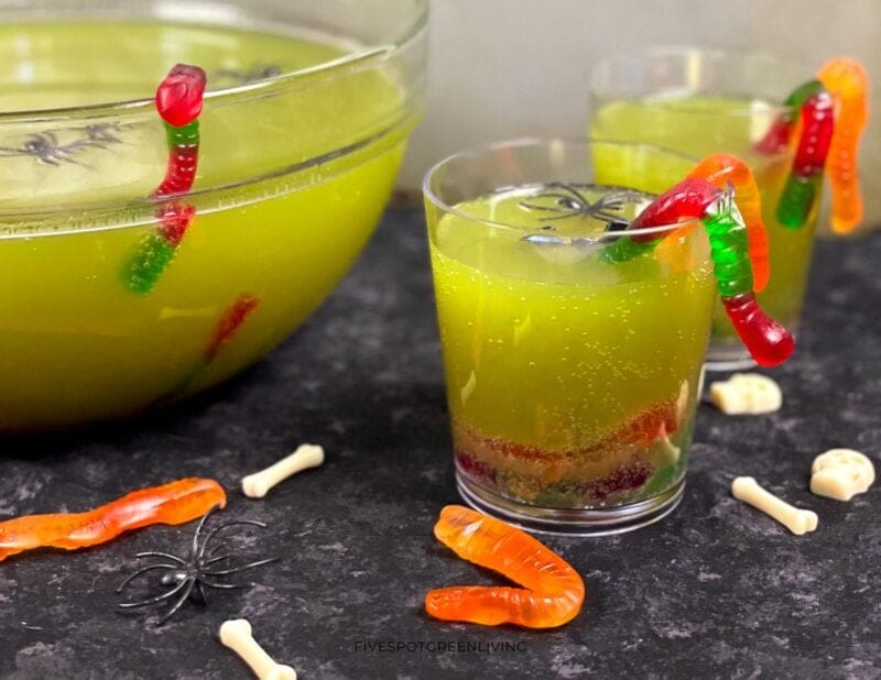 green halloween punch gummy worms