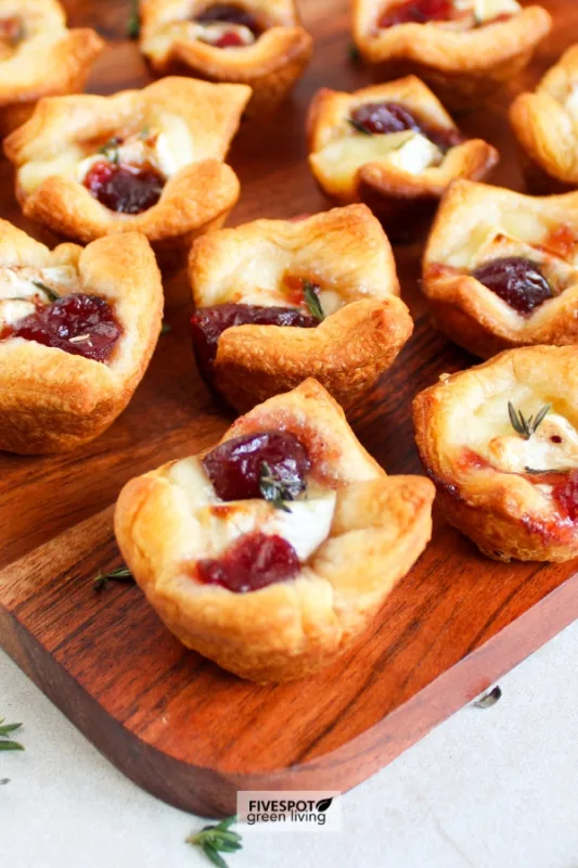 Cranberry Brie Bites on cutting board